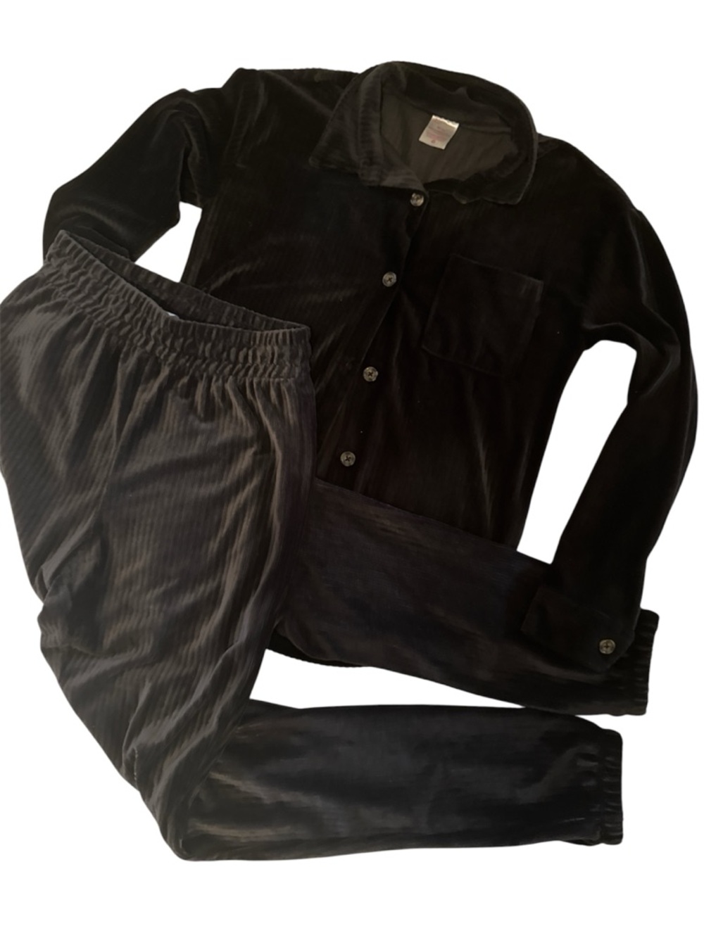 No boundaries Black leisure Set - Button Front Top & Elastic Waist Pants SZ XS